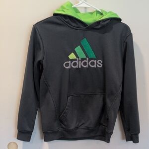 Adidas Kids Charcoal and Lime Hoodie
